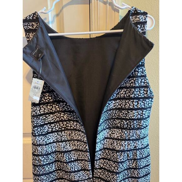 Ann Taylor Sleeveless Midi Dress Animal Print Black White Sheath NWT Sz 12 - Picture 7 of 12